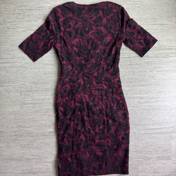 Anthropologie Maeve Elorn Sheath Dress Women 6 Floral Velvet Lace Dark Romance - Picture 2 of 7
